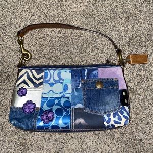 RARE!!! Coach patchwork handbag blue with indigo flowers